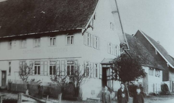 Historisches Bild des Gasthauses Waldhorn aus 1923